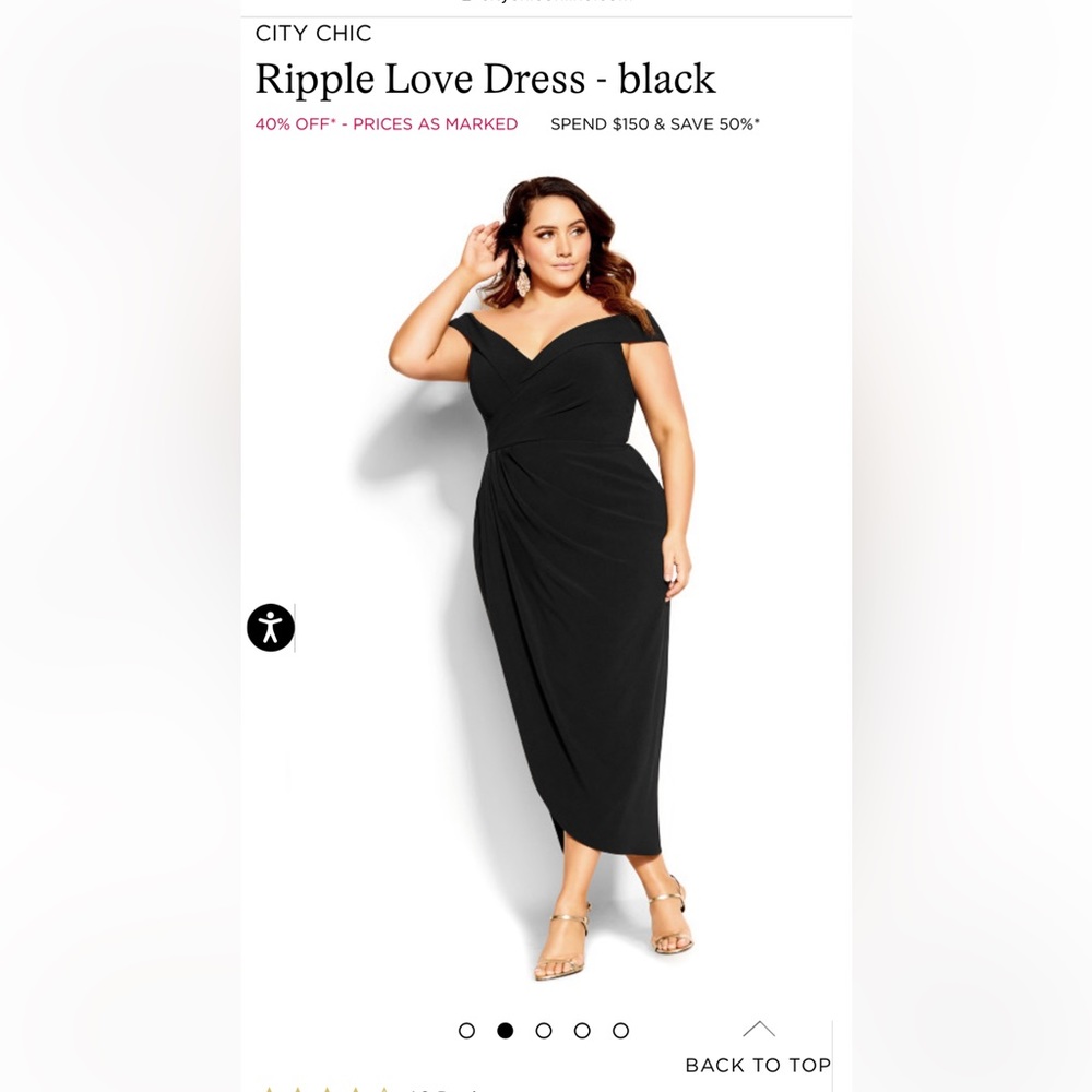 Black off the shoulder cocktail dress with wrap detail